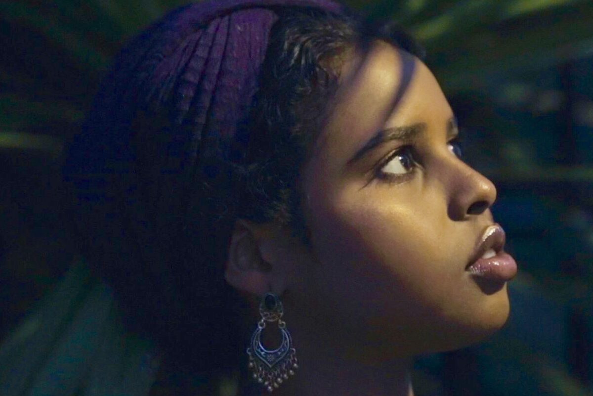 a woman looking to the side