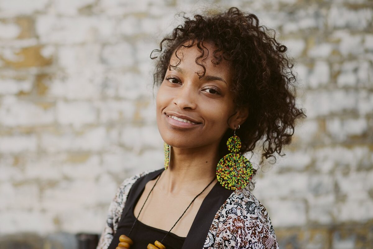 a woman smiling at camera